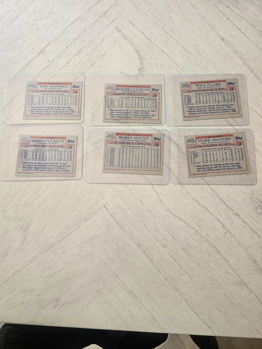 Topps 1989 Cap'N Crunch Full Set of 1-22 Baseball Cards